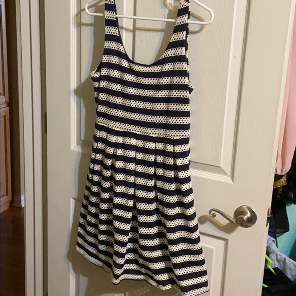Navy and white stripe dress